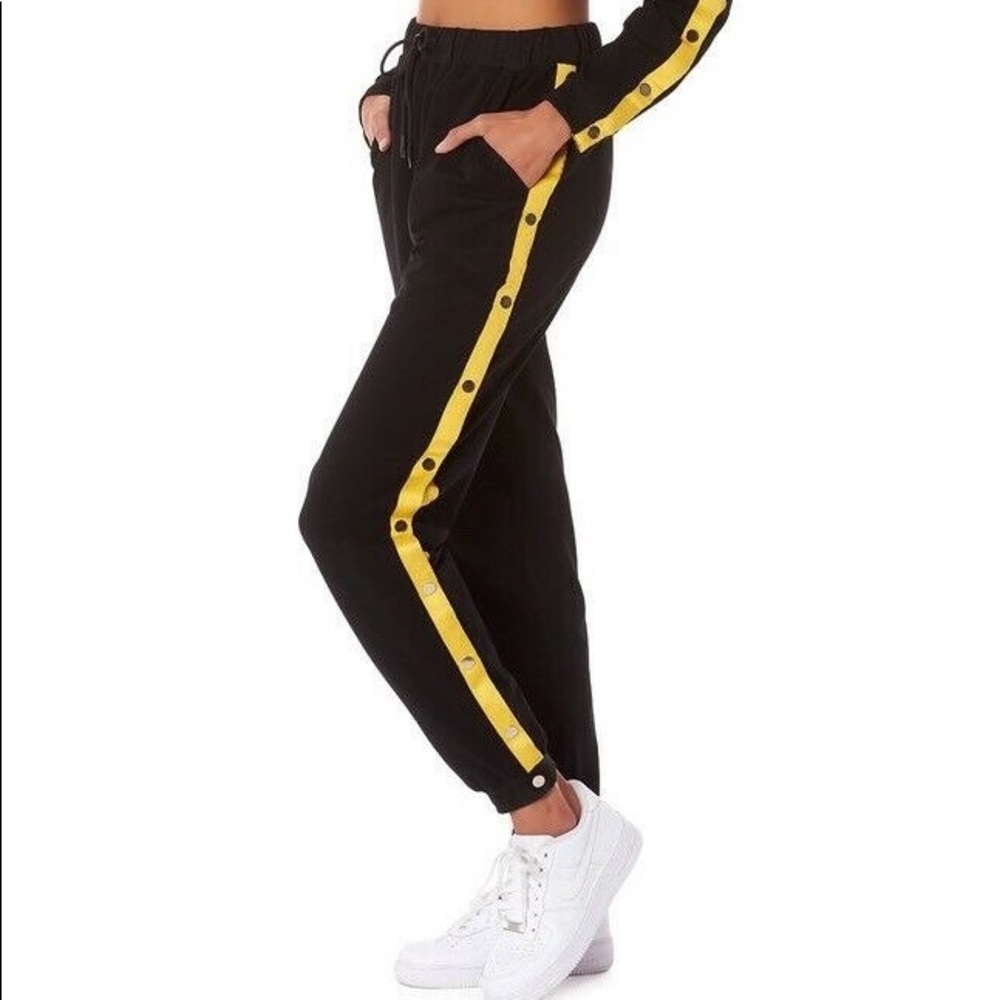 LF Emma & Sam Black Cotton Snap Side Jogger Pants